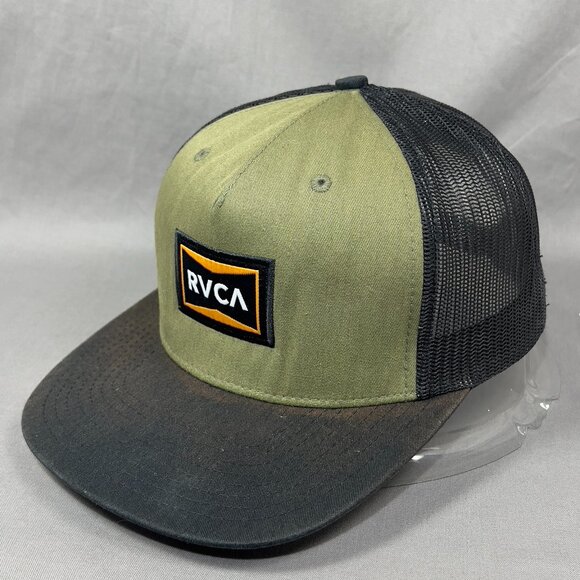 RVCA Snapback Hat Cap Black Trucker Mesh Streetwear Skater Surfer Outdoor Mens - Picture 7 of 15